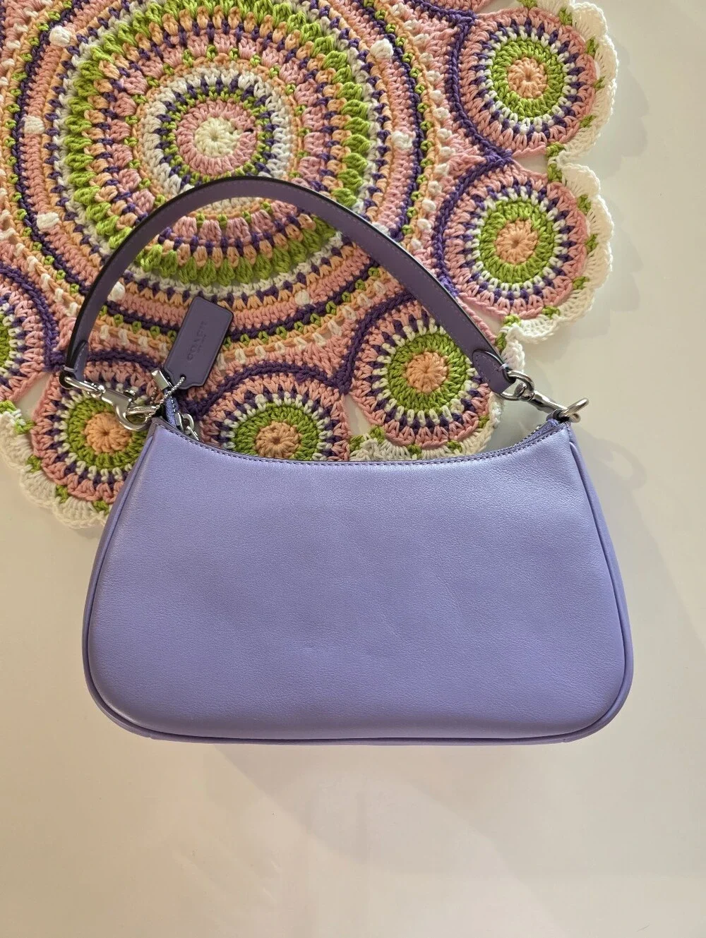 Coach Teri Lilac Smooth Leather C Shoulder Handbag Or Crossbody Bag CR099